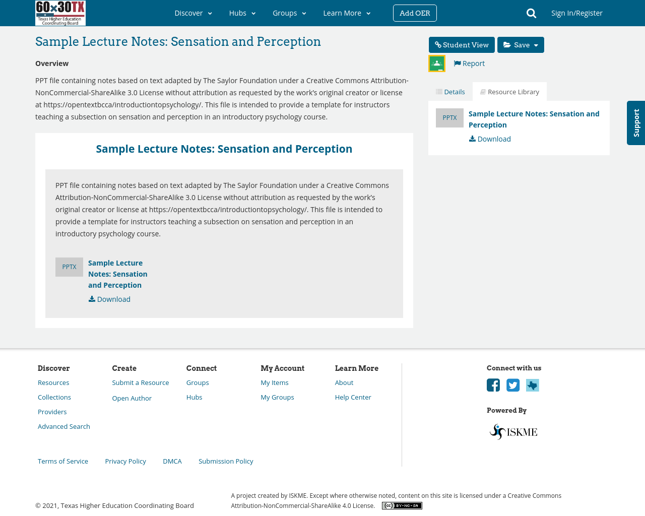 Sample Lecture Notes: Sensation and Perception | OERTX
