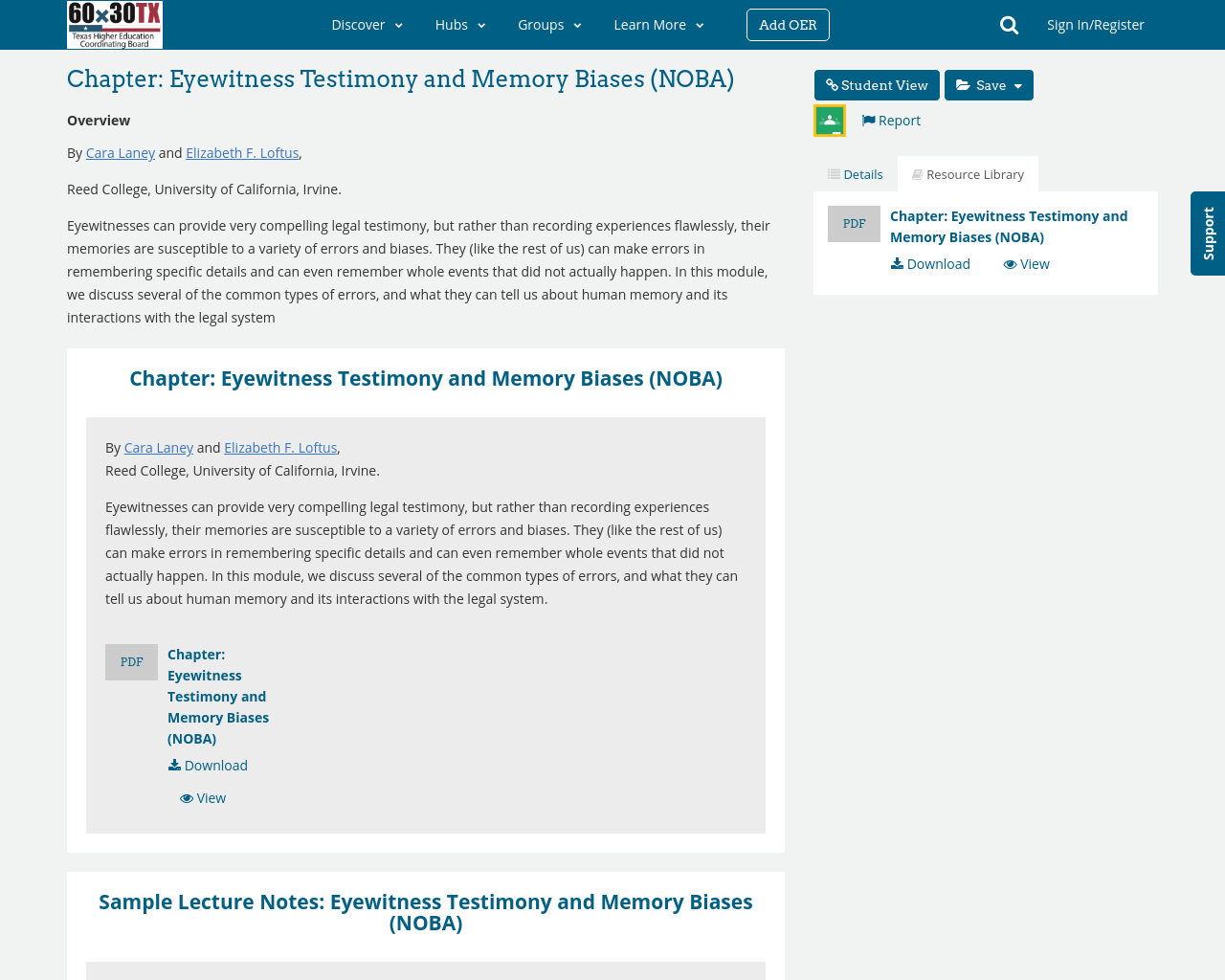 Chapter: Eyewitness Testimony and Memory Biases (NOBA) | OERTX