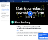 Linear Algebra: Matrices: Reduced Row Echelon Form 1