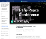 Paris Peace Conference and Treaty of Versailles