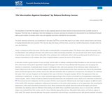 “On Vaccination Against Smallpox” by Edward Anthony Jenner