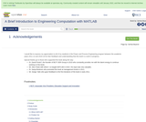 A Brief Introduction to Engineering Computation with MATLAB
