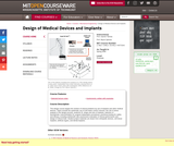 Design of Medical Devices and Implants, Spring 2006