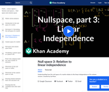 Linear Algebra: Null Space 3: Relation to Linear Independence