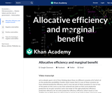 Allocative efficiency and marginal benefit