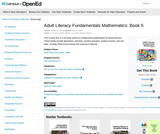 Adult Literacy Fundamentals Mathematics: Book 5